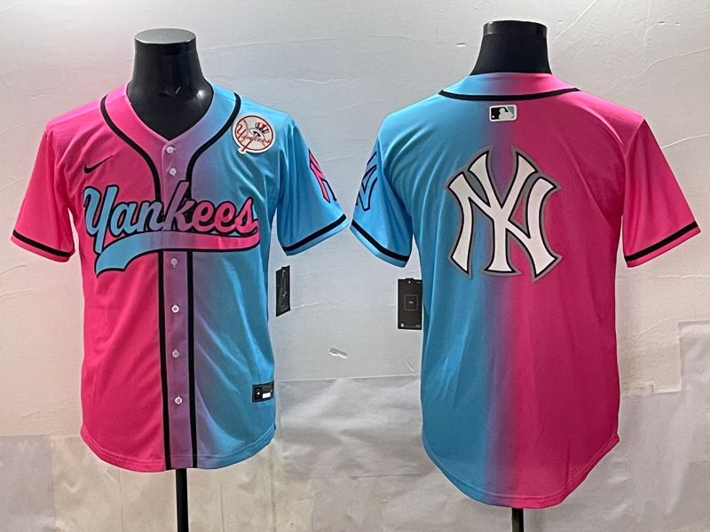 Men 2025 New York Yankees Blank Blue pink Game Nike MLB Jersey style 0022